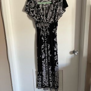 One size v neck maxi midi dress stretchy